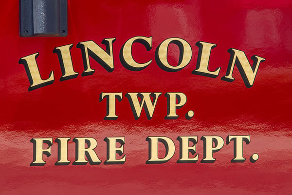 The Lincoln Township Fire Department in Michigans graphic on a fire truck.