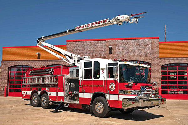 Snozzle High-Reach Extendable Turret Aerial Water Tower | Pierce Mfg